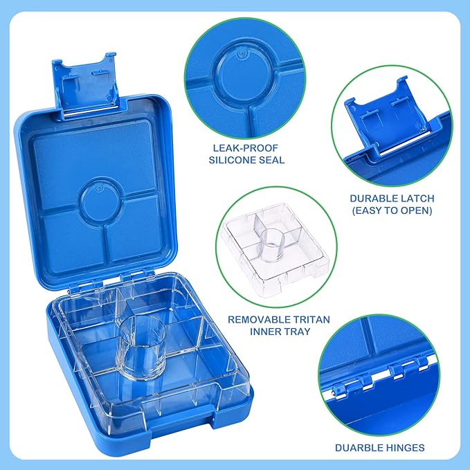 Bento Lunch Box Set With 10oz Soup Thermo, Leak-proof Lunch Containers with 4 Compartment, Kids Hot Thermo Food Jar/Insulation Lunch Bag, Food Containers for School（Dinosaur）-CubbioJoy