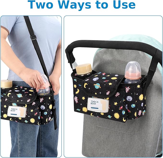 Accmor Universal Stroller Organizer with Insulated Cup Holder and Shoulder Strap, Stroller Bag Caddy Organizer Stroller Accessories for Uppababy, Baby Jogger, Nuna, Doona, Britax Strollers-CubbioJoy