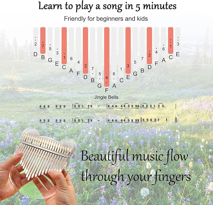 Acrylic Kalimba Thumb Piano,YUNDIE Portable 17/21 Keys Mbira Crystal Finger Piano, Musical Instruments Birthday Gift for Kid Adult Beginners Professional(Clear) (21 Keys)-CubbioJoy