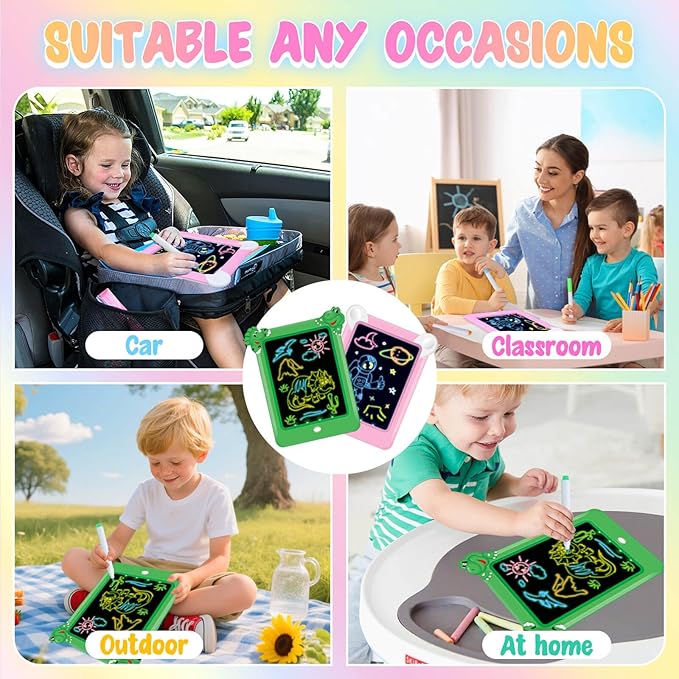 2 Pack Magic Led Drawing Boards for Kids: Light Up Tracing Pad, 8 Light Modes, Drawing Pads for Kids Ages 4-8 with Tracing Cards Markers, Arts Crafts Learning Toy Ideal Gift Toy for Boys Girls-CubbioJoy