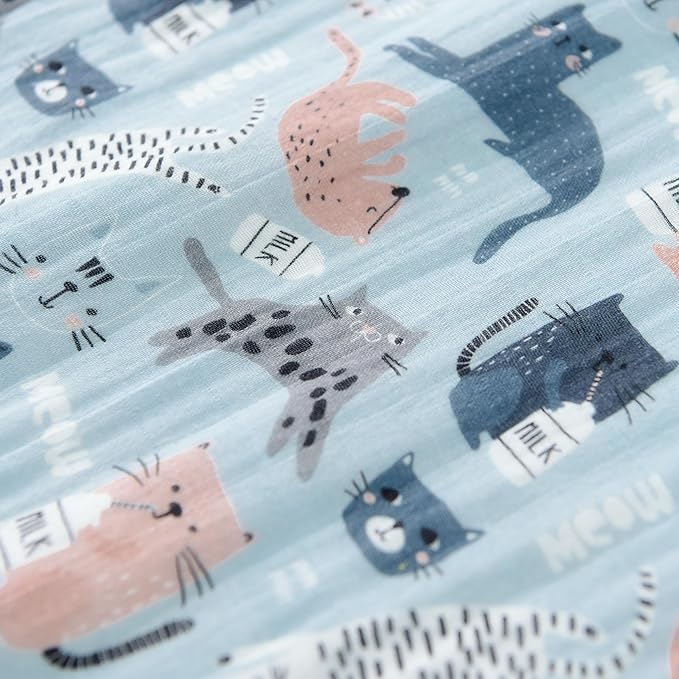 Baby Sleep Sack 2-4 T Baby Wearable Blanket 100% Organic Cotton 0.5 TOG Toddler Sleep Sacks 2- Way Zipper Soft 4 Layers 2T 3T 4T Kitten-CubbioJoy