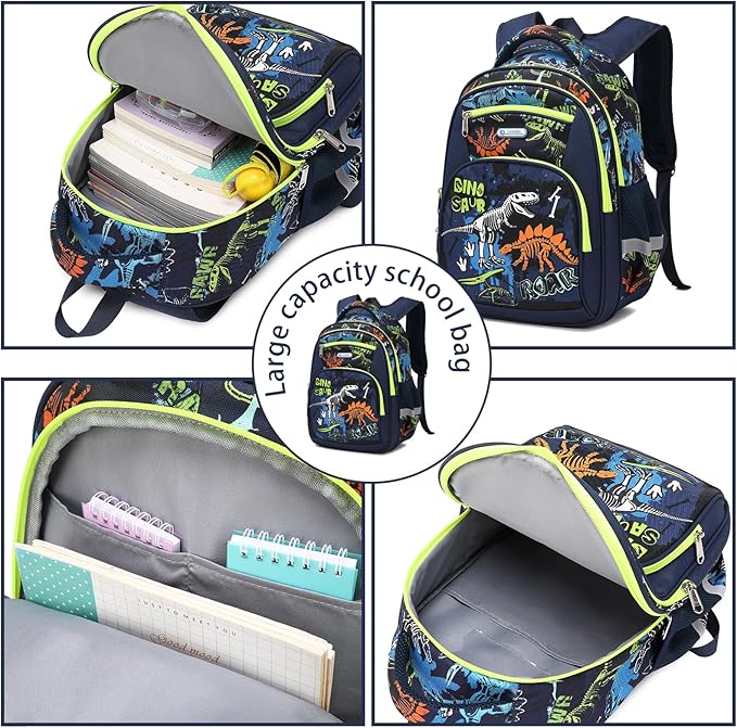 Cusangel Backpack for Boys Girls School Bookbags,Kindergarten Elementary Middle School Lightweight Waterproof Multifunctional Large Capacity for Backpack (17inch Luminous dinosaur)-CubbioJoy