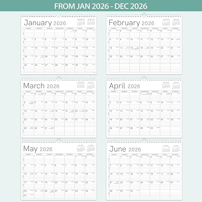2026 Wall Calendar - 2026 Calendar from Jan. 2026 - Dec. 2026, 14.6" x 11.4", 12 Months Wall Calendar 2026, Thick Paper, Twin-Wire Binding, Simple Design-CubbioJoy