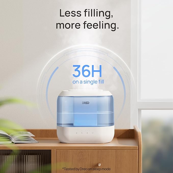 Dreo Humidifiers for Bedroom, Top Fill 4L Supersized Cool Mist Humidifier with Oil Diffuser and Nightlight, 36H Runtime, Quiet Ultrasonic Humidifiers for Home, Large Room, Baby Nursery and Plants-CubbioJoy