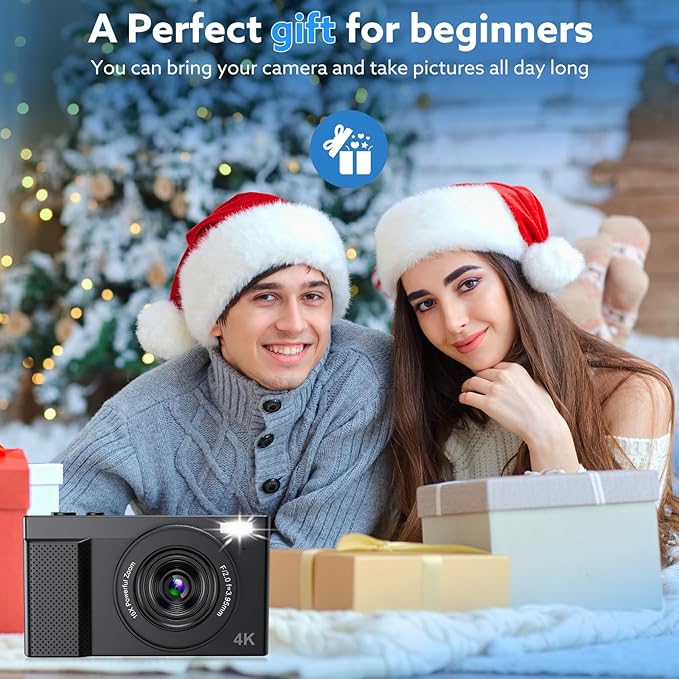 4K Digital Camera,64MP Camera for Photography with 3" 180° Flip Screen,16X Vlogging Camera for YouTube with 64GB Micro SD Card for Beginner, Teens-CubbioJoy