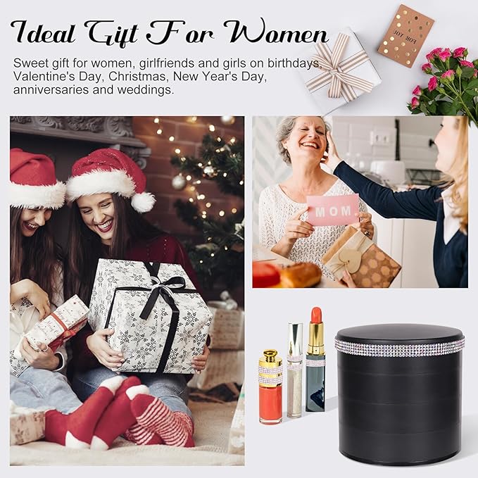 CONBOLA Jewelry Holder Organizer, Christmas Gifts Ideas for Women, Small Jewelry Storage Box Earring Holder, 5-Layer Rotating Jewelry Storage Tray with Lid for Bracelets Rings Bracelets-CubbioJoy