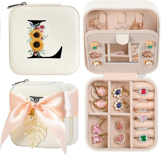 AYGXU Travel Jewelry Box for Women and Girls - Small Case With Initial A-Z - Teacher Gifts-CubbioJoy