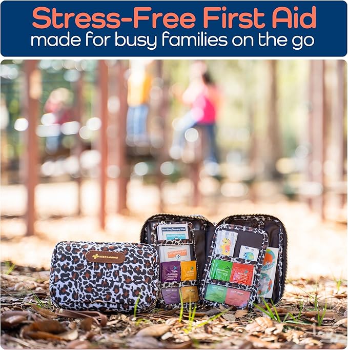 Keep Going Travel First Aid Kit for Kids – 130 Pc.for Purse, Diaper Bag, Backpack, & Suitcase, with Latex-Free Bandages – 7 x 5 x 2 in. Travel First Aid Kit TSA-Approved-CubbioJoy