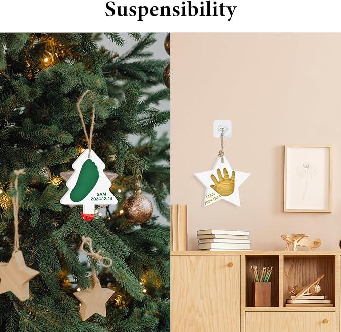 Baby Hand & Footprint Keepsake Kit - Personalized Handprint Footprint Ornament for Newborn Babies, New Mom Gifts, Baby Shower & Registry, Nursery Picture Frame, Pet Paw Print Ornament-CubbioJoy