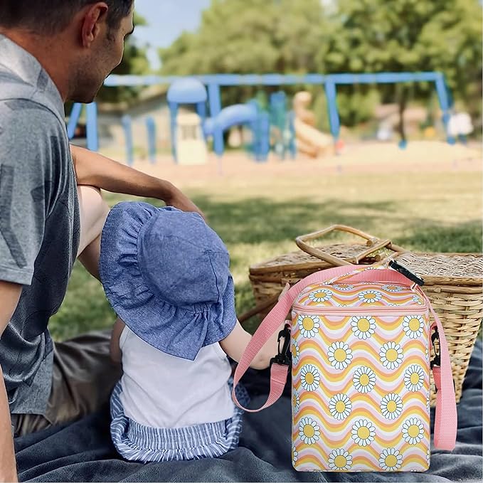 Breastmilk Cooler Bag with Ice Pack Fits 4 Baby Bottles Up to 9 Ounce Insulated Baby Bottle Bag Breast Milk Cooler on The Go with Strap Baby Bottle Cooler Bag for Nursing Mom Daycare or Travel-CubbioJoy