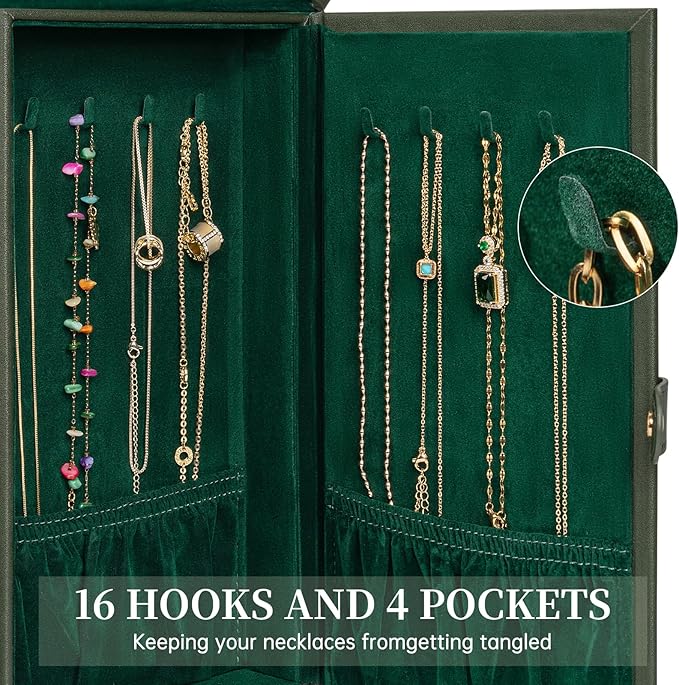 AKOZLIN Huge Jewelry Box Organizer Functional Large Leather Jewelry Storage Case for Women Girls Ring Necklace Earring Bracelet Holder Organizer with Mirror-CubbioJoy