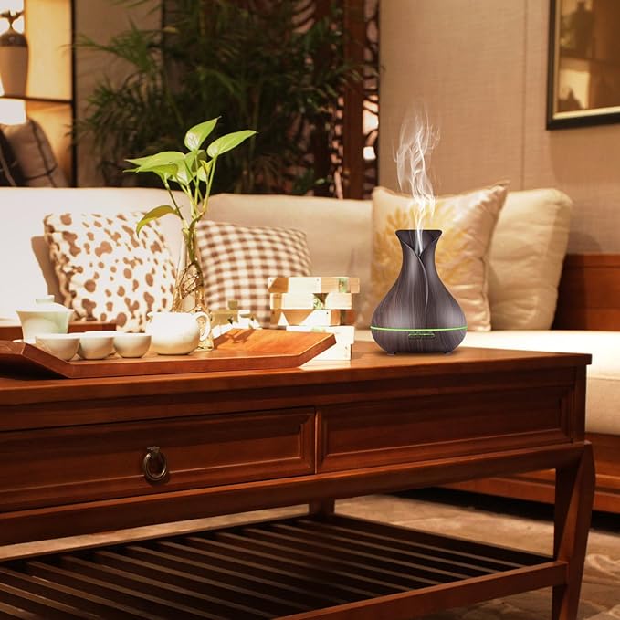 Aroma Essential Oil Diffuser, 400ml Ultrasonic Cool Mist Humidifier with Waterless Auto Shut-Off and Cleaning Kit for Home, Yoga, Office, Spa, Bedroom, Baby Room - Wood Grain-CubbioJoy