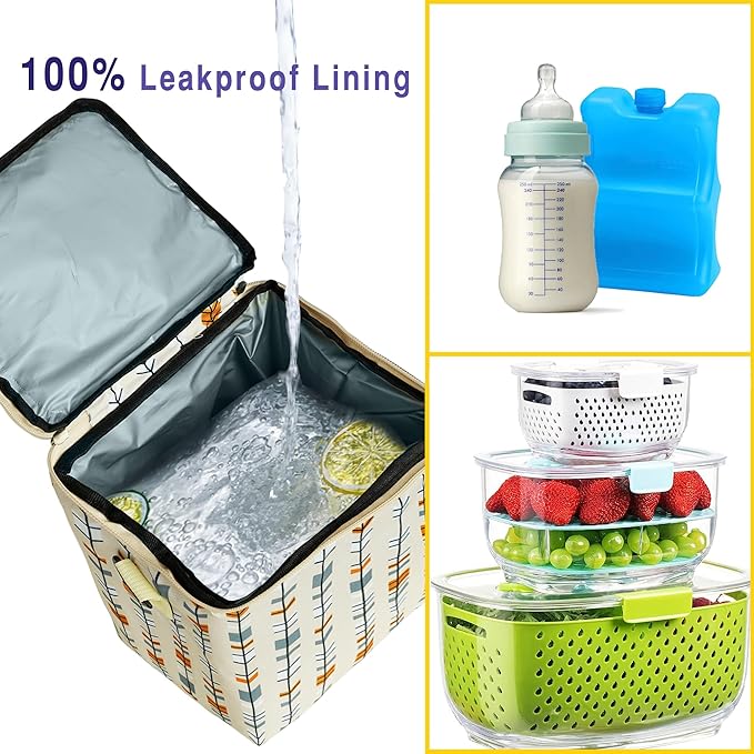 Breastmilk Cooler Bag with Ice Pack Fits 4 Baby Bottles Up to 9 Ounce Insulated Baby Bottle Bag Breast Milk Cooler on The Go with Strap Baby Bottle Cooler Bag for Nursing Mom Daycare or Travel-CubbioJoy