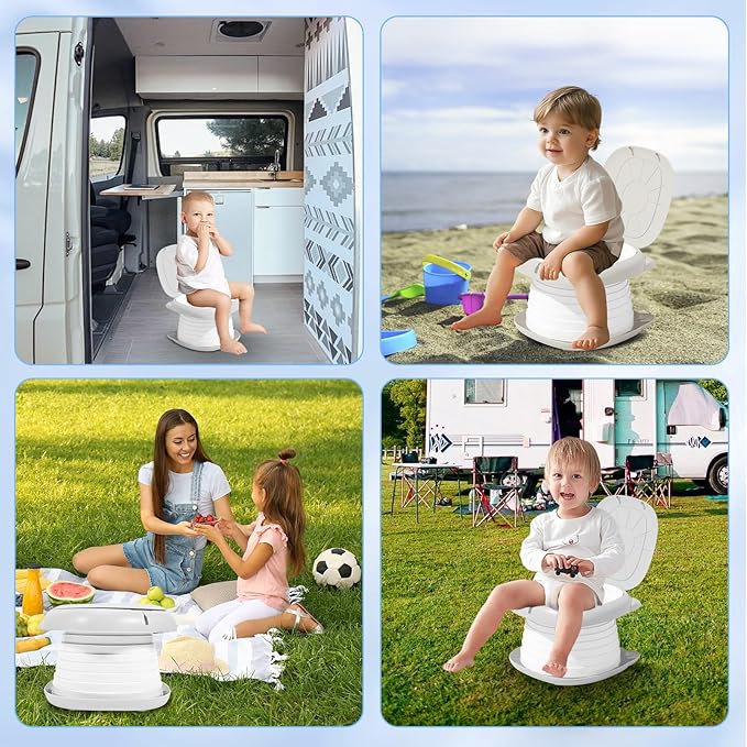 2025 Upgraded Portable Potty Training, Travel Potty for Toddler, portable toilet for kids Foldable, Apply to Seat Emergency Toilet for Camping, Outdoor,Car, Indoor(white Gray)-CubbioJoy