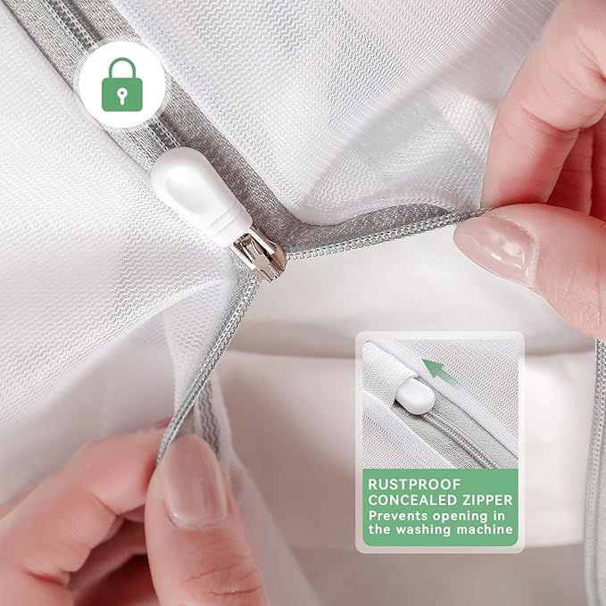 4Pcs Laundry Bags Mesh Wash Bags, 20 X 24 Inches Large Mesh Laundry Bags, Durable Delicate Laundry Bag for Travel, College, Dorm, Family And Apartment Dwellers, White-CubbioJoy