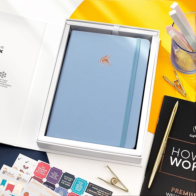 Clever Fox Planner Premium Edition – Undated Luxurious Weekly & Monthly Planner to Increase Productivity and Hit Your Goals – Organizer – Start Anytime, A5, Lasts 1 Year, Light Blue (Weekly)-CubbioJoy