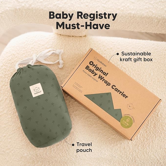 KeaBabies Baby Wrap Carrier - All in 1 Original Baby Carrier Newborn to Toddler Sling, Easy to Wear, Hands Free Bonding, Lightweight, Breathable Infant Wraps (Forest)-CubbioJoy