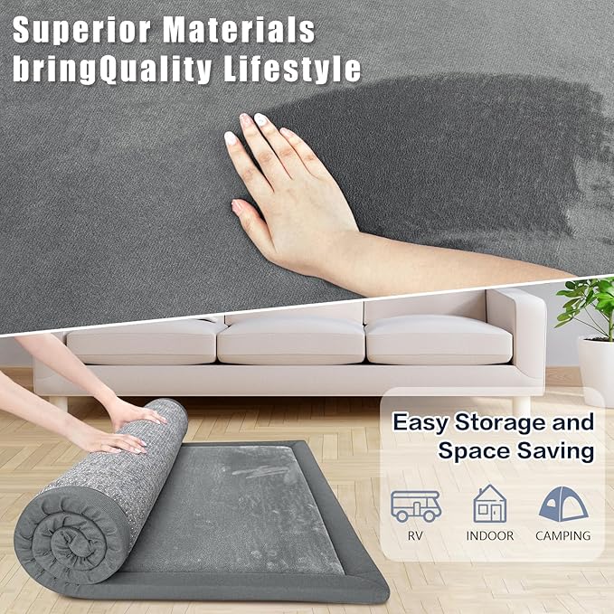 Baby Play Mat for Floor, 1.3"Thick Extra Large Cushioning Memory Foam Playpen Mat, Soft Coral Velvet Baby Crawling Mat with Non-Slip Backing, Baby Nursery Rug for Toddlers, Kids (Dark Grey, 79X59)-CubbioJoy