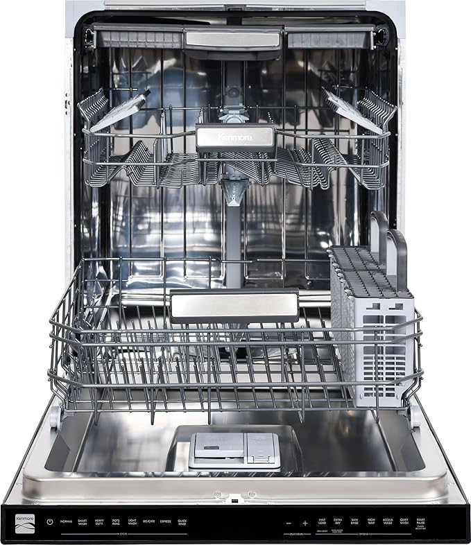 Kenmore 24" Built-in Stainless Steel Tub Dishwasher EasyFlex 3rd, SmartWash, UltraWash, TurboDry, MoreSpace Plus Adjustable Rack, Energy Star Certified, White-CubbioJoy