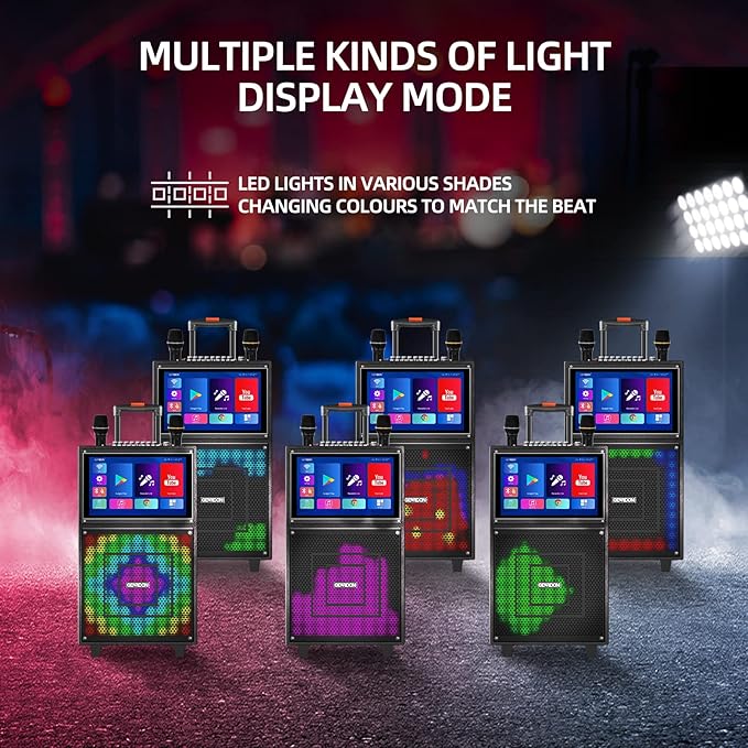 Karaoke Machine with Lyrics Display Screen for Adults, 15 Inches Tablet, Bluetooth Speaker w/ 2 Rechargeable UHF Mics, 1000W Peak Power, DJ Lights, Portable Karaoke System for Any Occasion-CubbioJoy