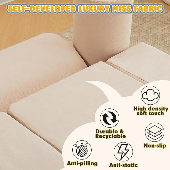 jela Foam Blocks 6Pcs Soft Play Equipment Luxury Miss Fabric, Toddler Climbing Toys Indoor Soft Play Climbing for Toddlers, Lightweight Climbing Blocks for Babies, Kids, Climb and Crawl Foam Playset-CubbioJoy