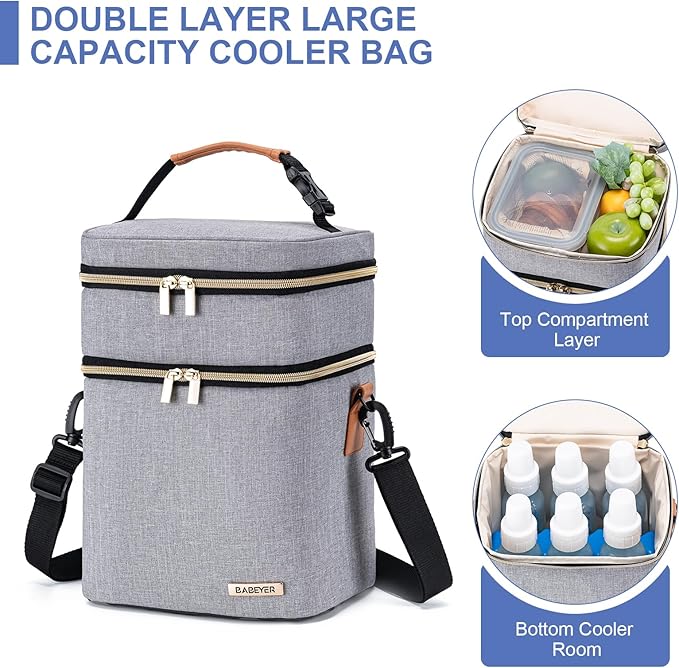 Breastmilk Cooler Bag with Ice Pack Fits 6 Baby Bottles Up to 9 Ounce-CubbioJoy