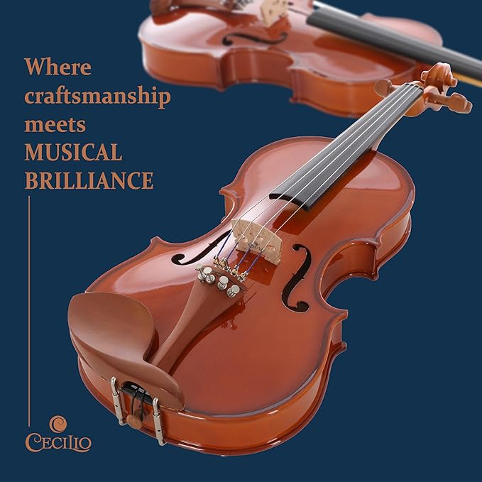 Cecilio 1/4 Violin Solidwood Violin with D'Addario Prelude Strings, Bow, Rosin, Tuner, Shoulder Rest & Lesson Book – Ideal for Beginners-CubbioJoy
