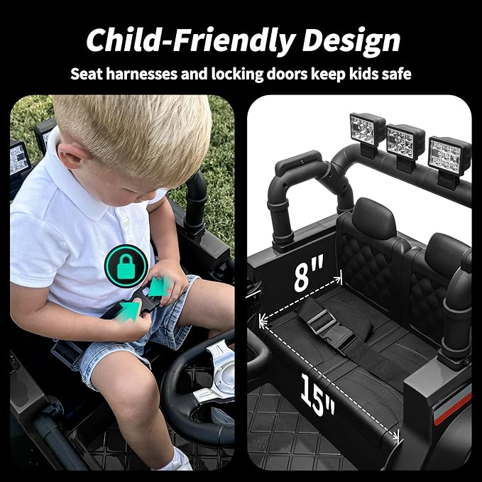 12V Kids Ride on Car Truck, Kids Electric Vehicles Car Ride on Toy for Toddlers 3-5 with Remote Control - Black-CubbioJoy