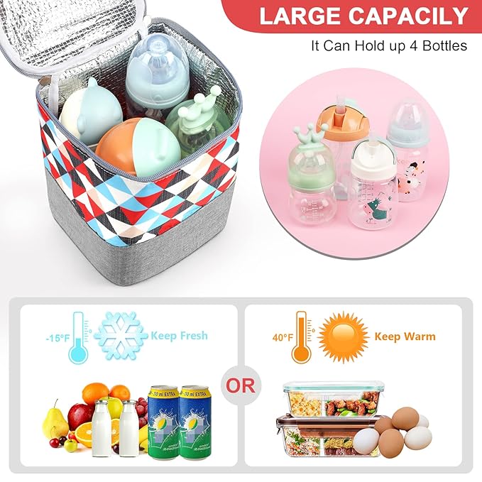Accmor Breastmilk Cooler Bag, Baby Bottle Cooler Bags, Insulated Bottle Cooler Tote Bags On The Go, Fits 4 Large 8oz Bottles, for Nursing Mom Daycare Travel-CubbioJoy
