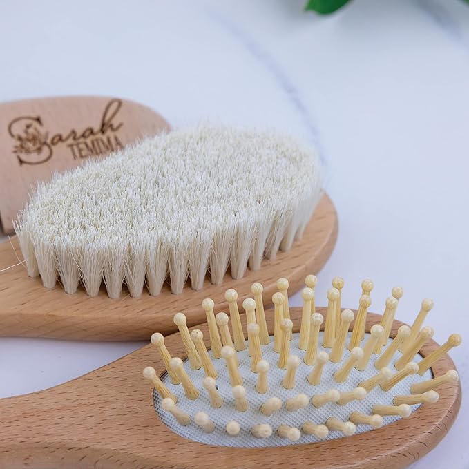 Custom Wooden Baby Brush Set | Personalized Wooden Baby Brush | Personalized Baby Gift Girls | Personalized Baby Gifts | Baby Brush and Comb Set | Custom Baby Gifts | Personalized Gifts-CubbioJoy
