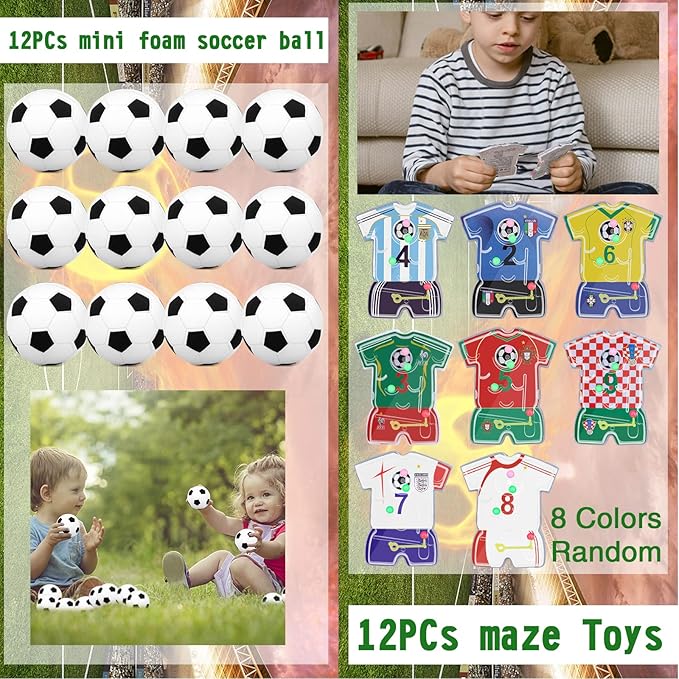 158Pcs Soccer Party Favors - Bags, Whistles, Balls, Slap Bracelets, Keychains, Stickers, Tattoos for Party Goodie Bags-CubbioJoy