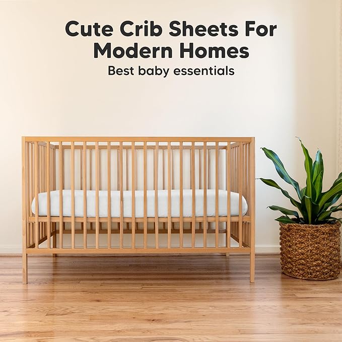 KeaBabies 2-Pack Organic Crib Sheets for Boys, Girls - 52x28 Fitted Crib Mattress Sheet Neutral, Breathable Jersey Cotton Cover for Baby Bed, Toddler Mattress, Soft & Cute Prints (Cloud)-CubbioJoy