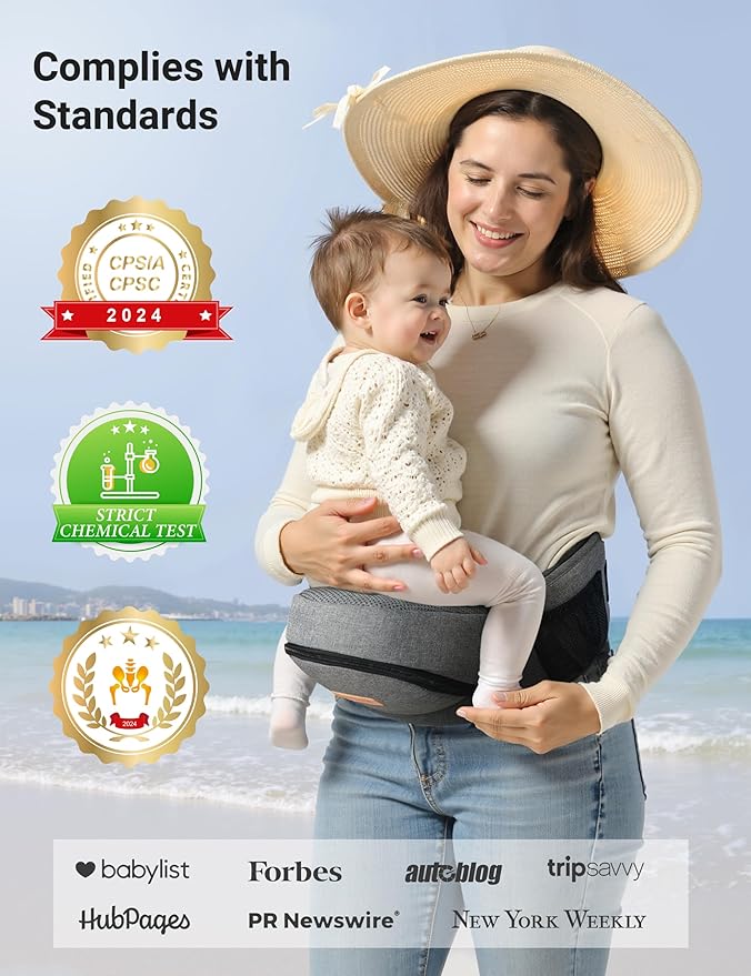 besrey Toddler Hip Carrier - Side Baby Carrier, Up to 44lb, Dad Infant Carrier Hipseat (Grey)-CubbioJoy