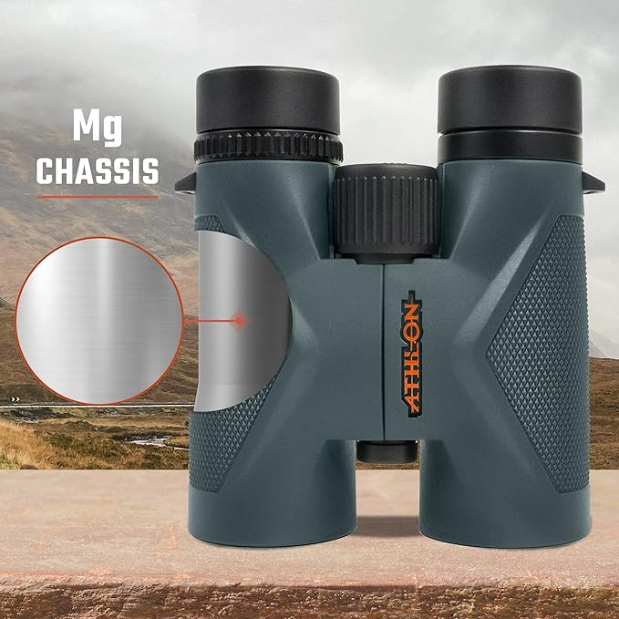 Athlon Optics 10x42 Midas UHD Gray Binoculars with Eye Relief for Adults and Kids, High-Powered Binoculars for Hunting, Birdwatching, and More-CubbioJoy