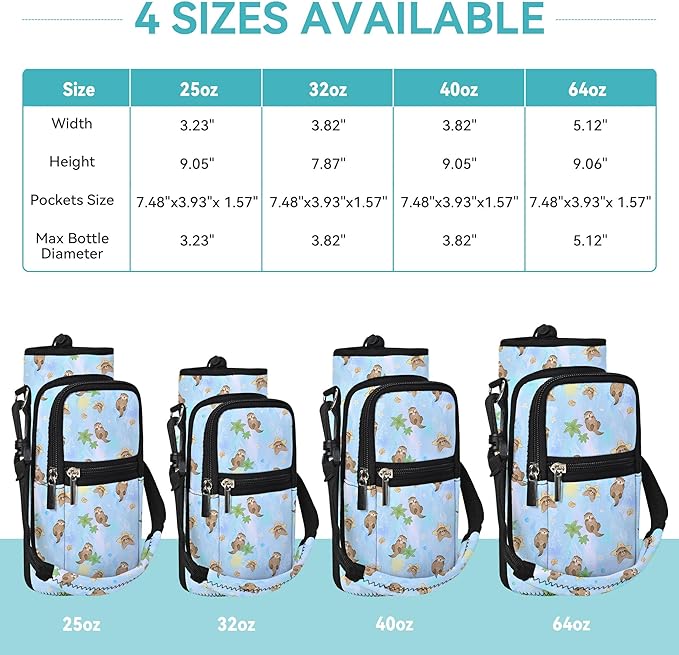 25/32/40/64oz Water Bottle Bag Holder Carrier-Insulated Crossbody Sling Case Sleeve with Strap & Pockets for Men Women Gym Cycling Travel Walking Hiking Camping-CubbioJoy