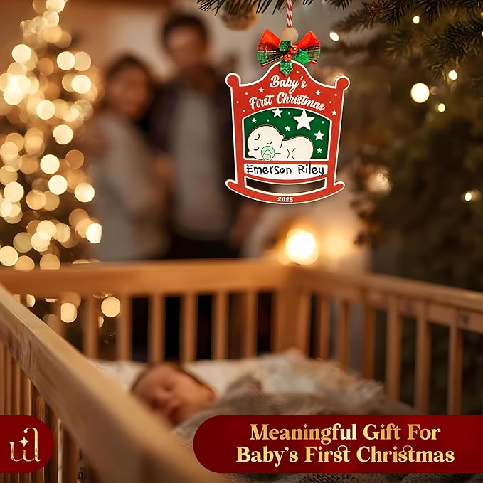 Baby First Christmas Ornament 2025 for Girl Boy - Baby's 1st Ideas for Parents, Babies Newborn Ornament Keepsake Babys First Xmas Ornaments for Xmas Tree Decorations-CubbioJoy