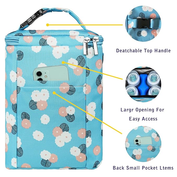Breast Milk Cooler Bag with Ice Pack - Fits 4 Bottles Up to 9 Oz - Insulated Bag for Nursing Moms, Daycare, Travel-CubbioJoy
