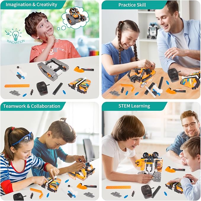 5 in 1 STEM Remote Control Building Kit, 392Pcs Blocks Erector Projects Set Toys for Kids Age 8-12, Build a Tank/Robot/AVT DIY Science Educate 6 7 9 10 11 Years Old for Boys & Girls Gift Ideas-CubbioJoy