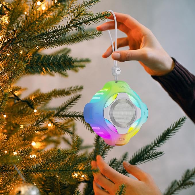 comiso Shower Bluetooth Speaker, Waterproof Bluetooth Speakers IPX7, Floating Portable Wireless Speaker with LED Light, Loud HD Sound and Bass for Travel Beach Shower, Ideal Gifts for Men and Women-CubbioJoy