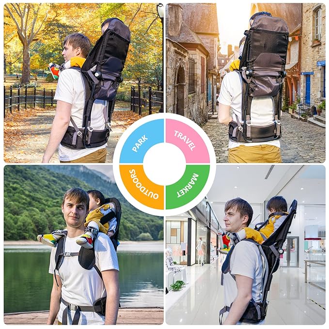 Baby Shoulder Carrier Baby Hiking Backpack Carrier with Rain Cover Sun Shade for Child Safe Backrest and Toddler Ergonomic Seat Holds 40 Pound for Children Between 6 Months-3 Years Old Babies-CubbioJoy