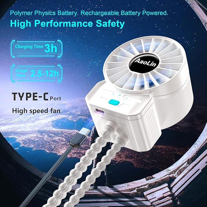 2 Pack Multifunctional Portable Stroller Fan 4 Speed 6600rpm High Speed Usb Rechargeable Personal Mini Handheld Fan Extended Tripod For Desktop Winding Kids Bed Treadmill Bike Golf Cart Outdoor Travel-CubbioJoy