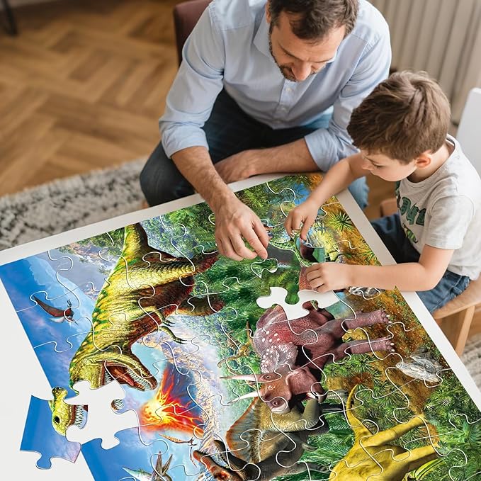 Jumbo Floor Puzzle for Kids,48 Piece Volcano Dinosaur Large Jigsaw Puzzles, Fun Educational Toy for Toddlers Ages 3-5,Preschool Learning Gift for Boy Girl Ages 4-8-CubbioJoy