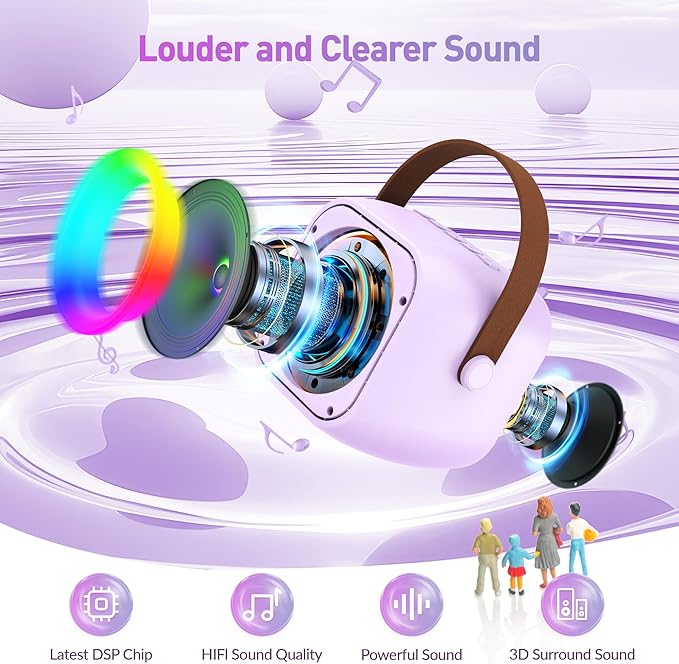 Karaoke Machine for Kids Adults, Karaoke Toys Gifts for Girls Boys, Portable Bluetooth Speaker with Wireless Microphone, Birthday Gifts for Girls Boys Ages 4, 5, 6, 7, 8, 9, 10, 12+ Years Old-CubbioJoy