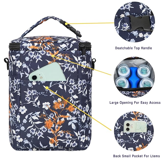 Breastmilk Cooler Bag with Ice Pack Fits 4 Baby Bottles Up To 9 Ounce Insulated Coolers Bag Breast Milk Cooler on the Go with Strap Baby Bottle Cooler Bag for Nursing Mom Daycare or Travel-CubbioJoy