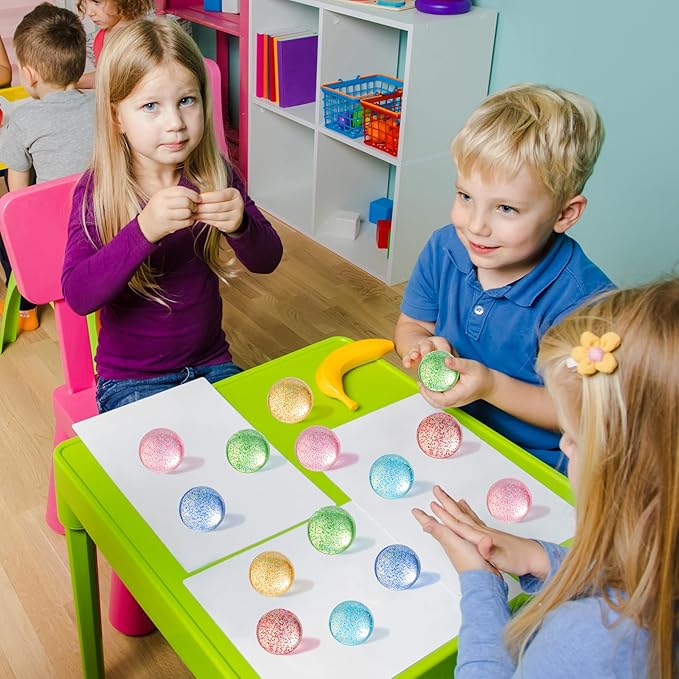 JOYIN 24 PCS Glitter Bouncy Balls, 6 Styles 32mm Assorted Bouncy Balls Bulk with Storage Bag, Bounce Toys for Kids Party Favors Birthdays Gifts Goodie Bags Stuffers Carnival Prizes-CubbioJoy