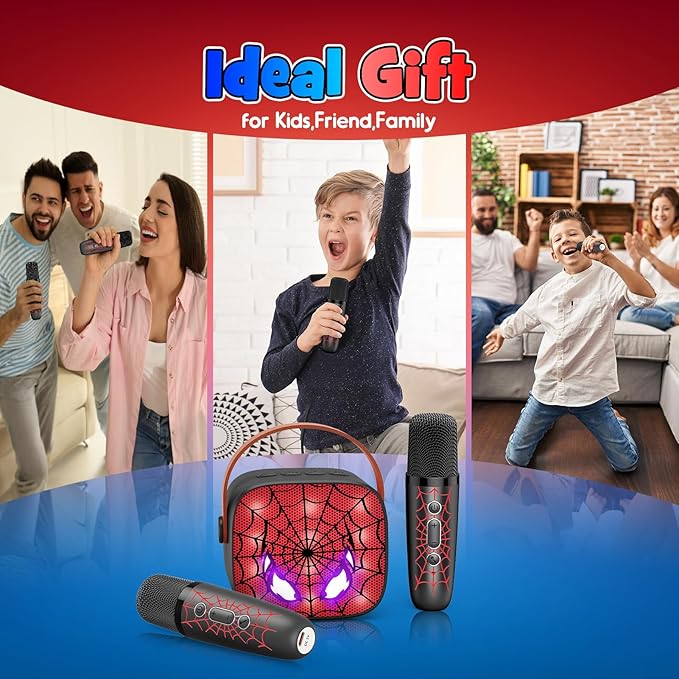 Cool Mini Karaoke Machine Toys: Kids Toys Birthday Gifts Age 3-12+ LED Portable Bluetooth Speaker with 2 Wireless Microphone Gift Toy for 4 5 6 7 8 9 Years Old Girls Boys Kid Adults-CubbioJoy