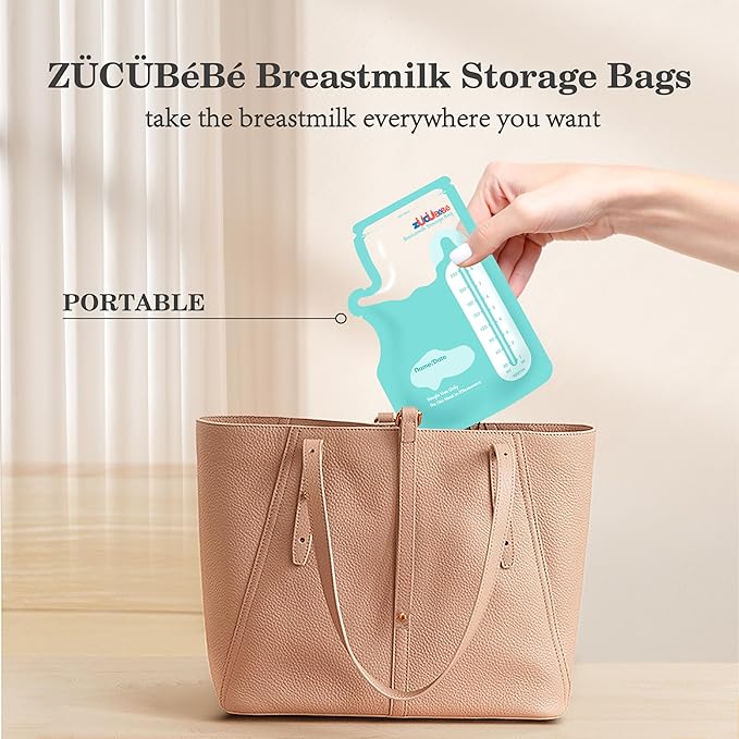 Breastmilk Storage Bags(50 Count)，8oz Milk Storage Bags for Breastfeeding，BPA Free with Easy Pour Spout, Self Standing, for Refrigeration and Freezing Blue-CubbioJoy