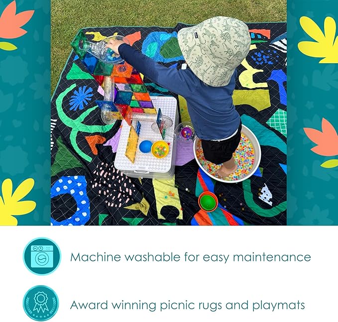 Jumbo Picnic Rug, Large Picnic Mat, 6'7" x 6'7", Outdoor Waterproof Picnic Blanket Beach Mat, Foldable & Waterproof, Picnic Blankets Ideal for Beach & Park, Outdoor Blanket, Rock Candy-CubbioJoy