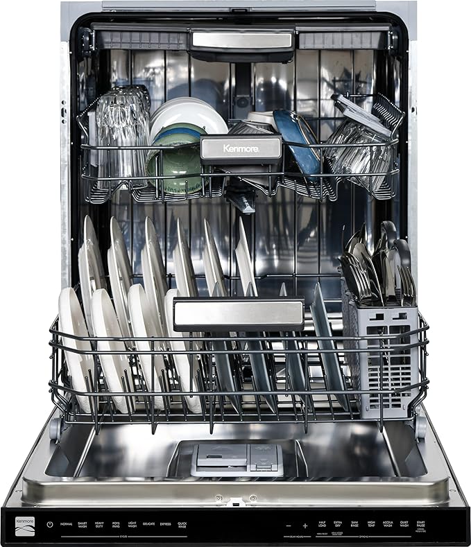 Kenmore 24" Built-in Stainless Steel Tub Dishwasher EasyFlex 3rd, SmartWash, UltraWash, TurboDry, MoreSpace Plus Adjustable Rack, Energy Star Certified, Black-CubbioJoy