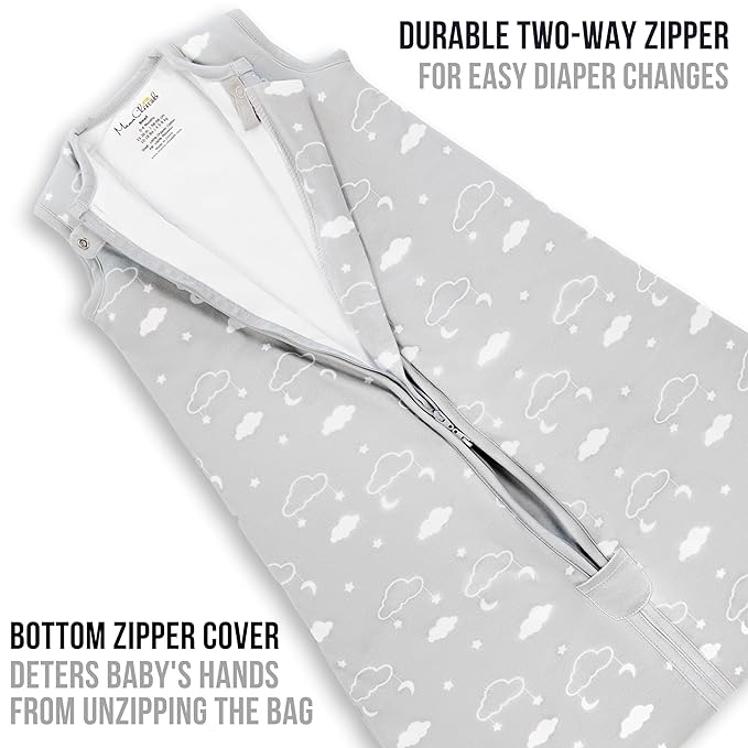 Baby Sleep Sack 1.0 TOG, Organic Cotton Baby Wearable Blanket with Two-Way Zipper, Swaddle Transition Baby Sleeping Bag, All-Season Sleep Sack for Newborn Infant Toddler Boy Girl, 2-Pack-CubbioJoy